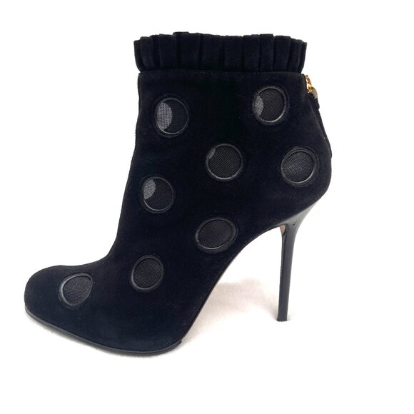 Auc SERGIO ROSSI Suede Mesh Accents Ankle/Sock Black Boots 6 - Picture 3 of 12